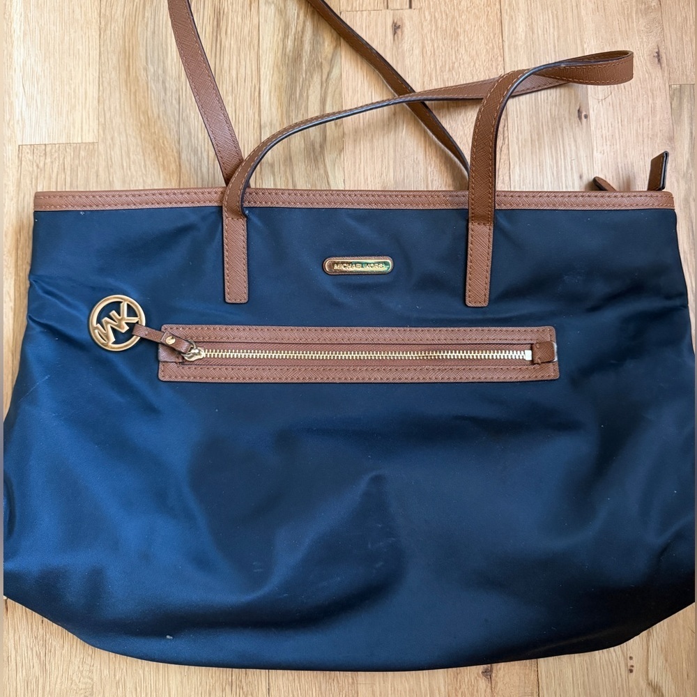 Michael Kors Blue and Brown Women's Tote Bag - Picture 1 of 3